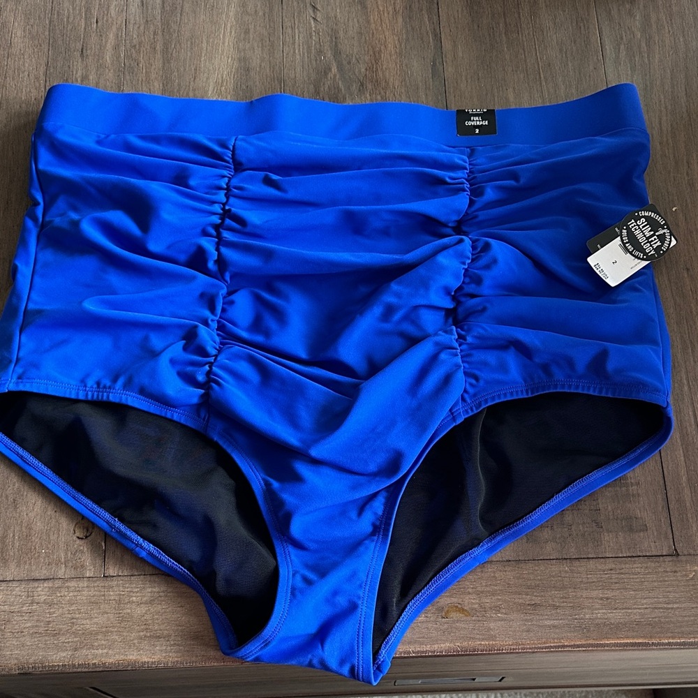 Torrid Blue High-Waisted Swim Bottoms